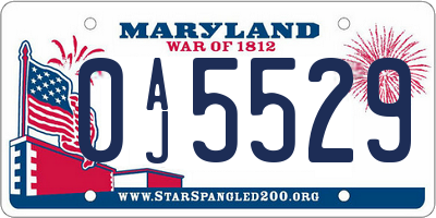 MD license plate 0AJ5529