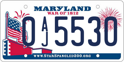 MD license plate 0AJ5530