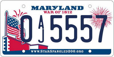 MD license plate 0AJ5557