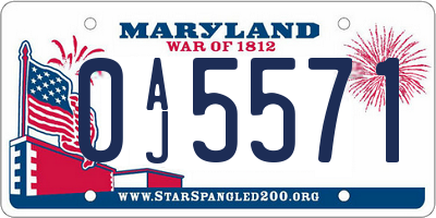 MD license plate 0AJ5571