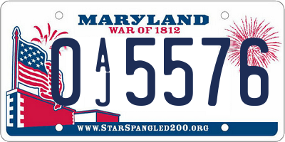 MD license plate 0AJ5576