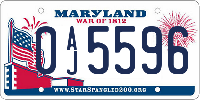 MD license plate 0AJ5596