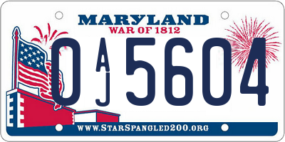 MD license plate 0AJ5604