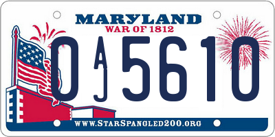 MD license plate 0AJ5610