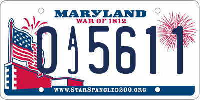 MD license plate 0AJ5611