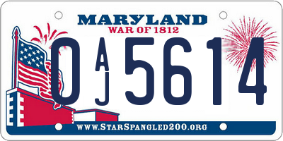 MD license plate 0AJ5614