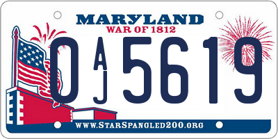 MD license plate 0AJ5619