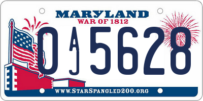 MD license plate 0AJ5628