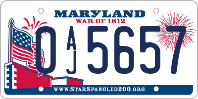 MD license plate 0AJ5657