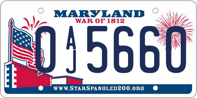 MD license plate 0AJ5660
