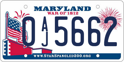 MD license plate 0AJ5662
