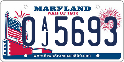 MD license plate 0AJ5693