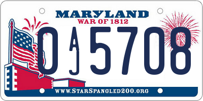 MD license plate 0AJ5708