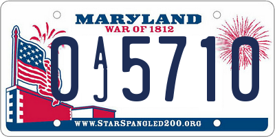 MD license plate 0AJ5710