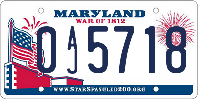 MD license plate 0AJ5718