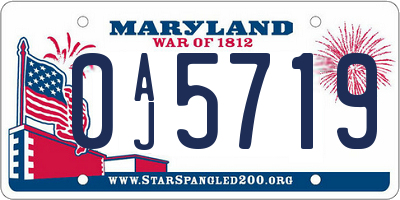 MD license plate 0AJ5719