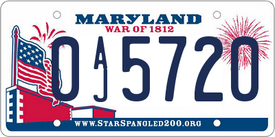 MD license plate 0AJ5720