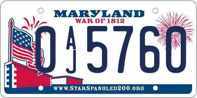 MD license plate 0AJ5760