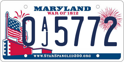 MD license plate 0AJ5772