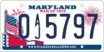 MD license plate 0AJ5797
