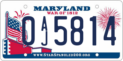 MD license plate 0AJ5814