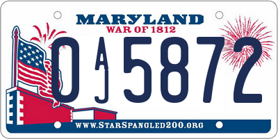 MD license plate 0AJ5872