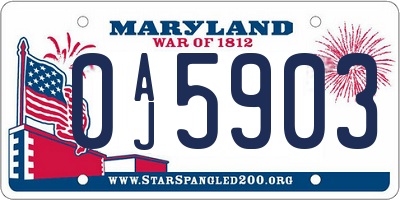 MD license plate 0AJ5903
