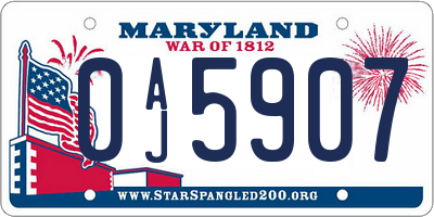 MD license plate 0AJ5907