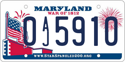 MD license plate 0AJ5910