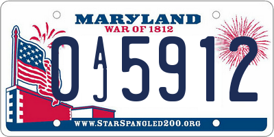 MD license plate 0AJ5912