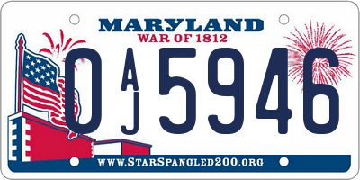 MD license plate 0AJ5946