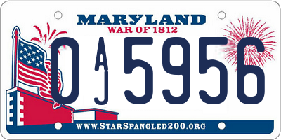 MD license plate 0AJ5956