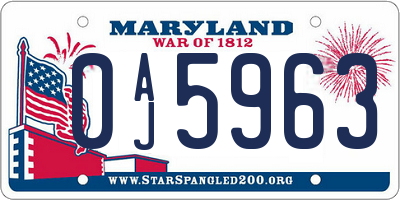 MD license plate 0AJ5963