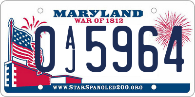 MD license plate 0AJ5964
