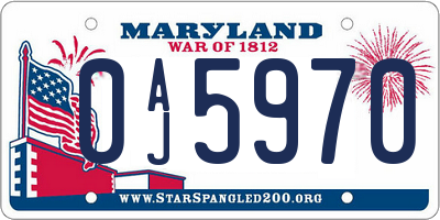 MD license plate 0AJ5970