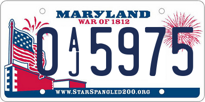 MD license plate 0AJ5975