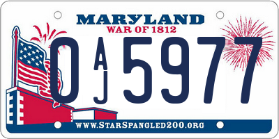 MD license plate 0AJ5977
