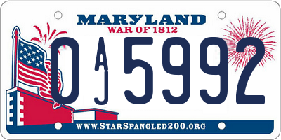 MD license plate 0AJ5992