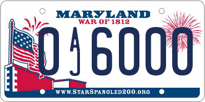 MD license plate 0AJ6000