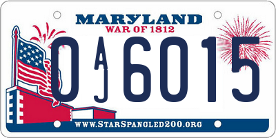 MD license plate 0AJ6015