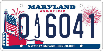 MD license plate 0AJ6041