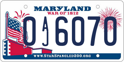 MD license plate 0AJ6070
