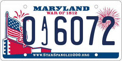 MD license plate 0AJ6072