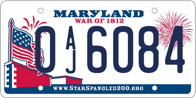 MD license plate 0AJ6084