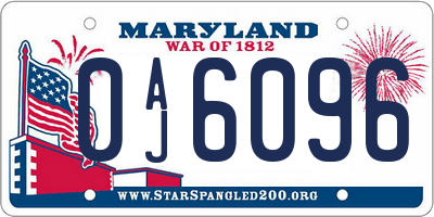 MD license plate 0AJ6096