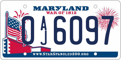 MD license plate 0AJ6097