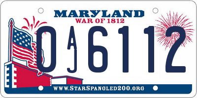 MD license plate 0AJ6112