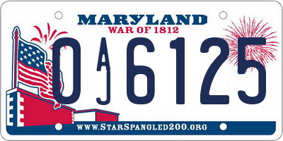 MD license plate 0AJ6125