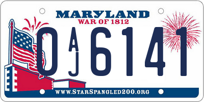 MD license plate 0AJ6141