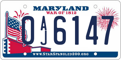 MD license plate 0AJ6147
